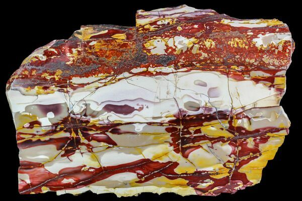 A slab of colorful mookaite jasper from Australia.